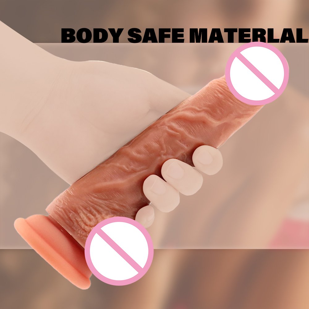 Realistic Dildo Feels Like Skin Soft Silicone Anal Dildo with Suction Cup Dildos with Balls Penis Adult Sex Toys for Women