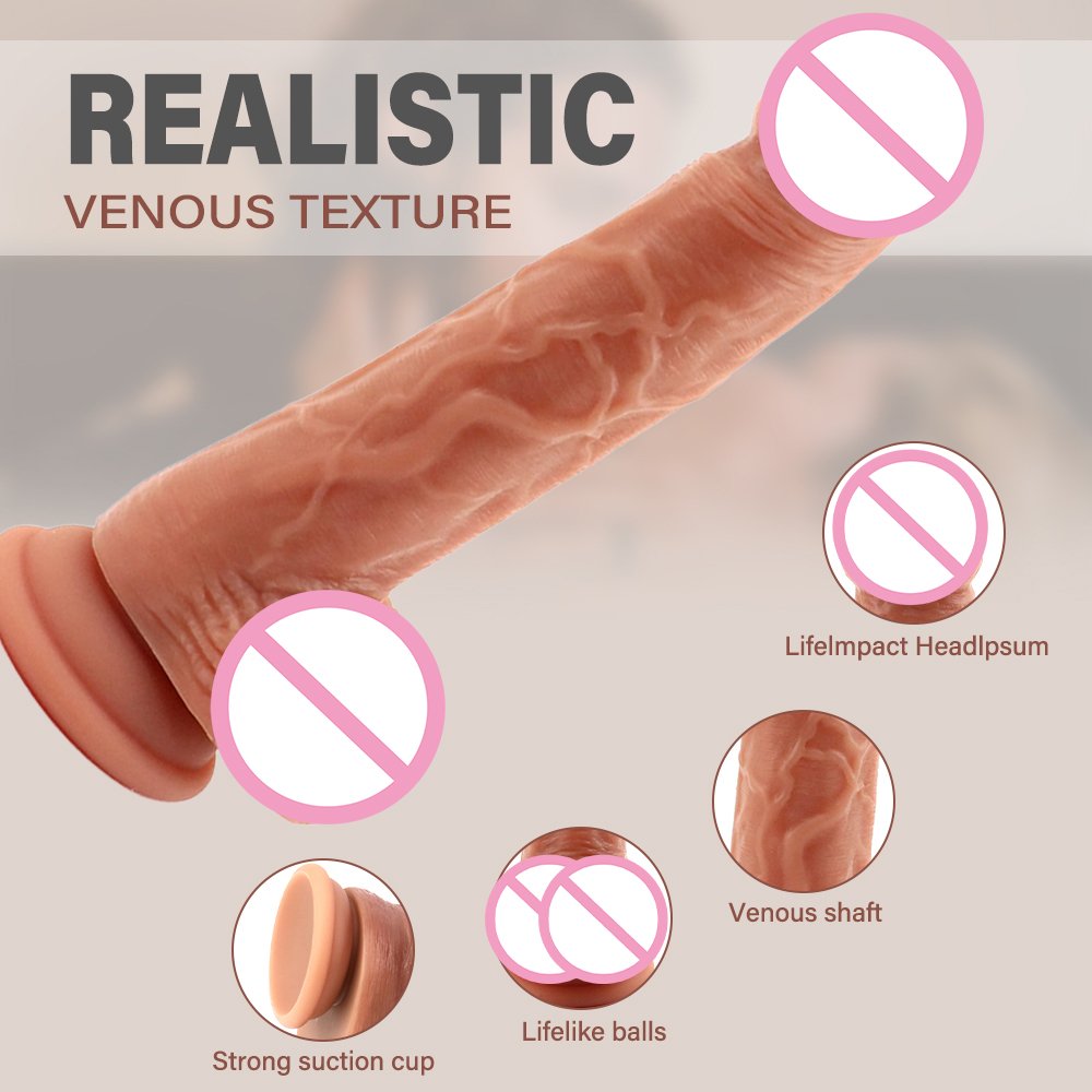 Realistic Dildo Feels Like Skin Soft Silicone Anal Dildo with Suction Cup Dildos with Balls Penis Adult Sex Toys for Women