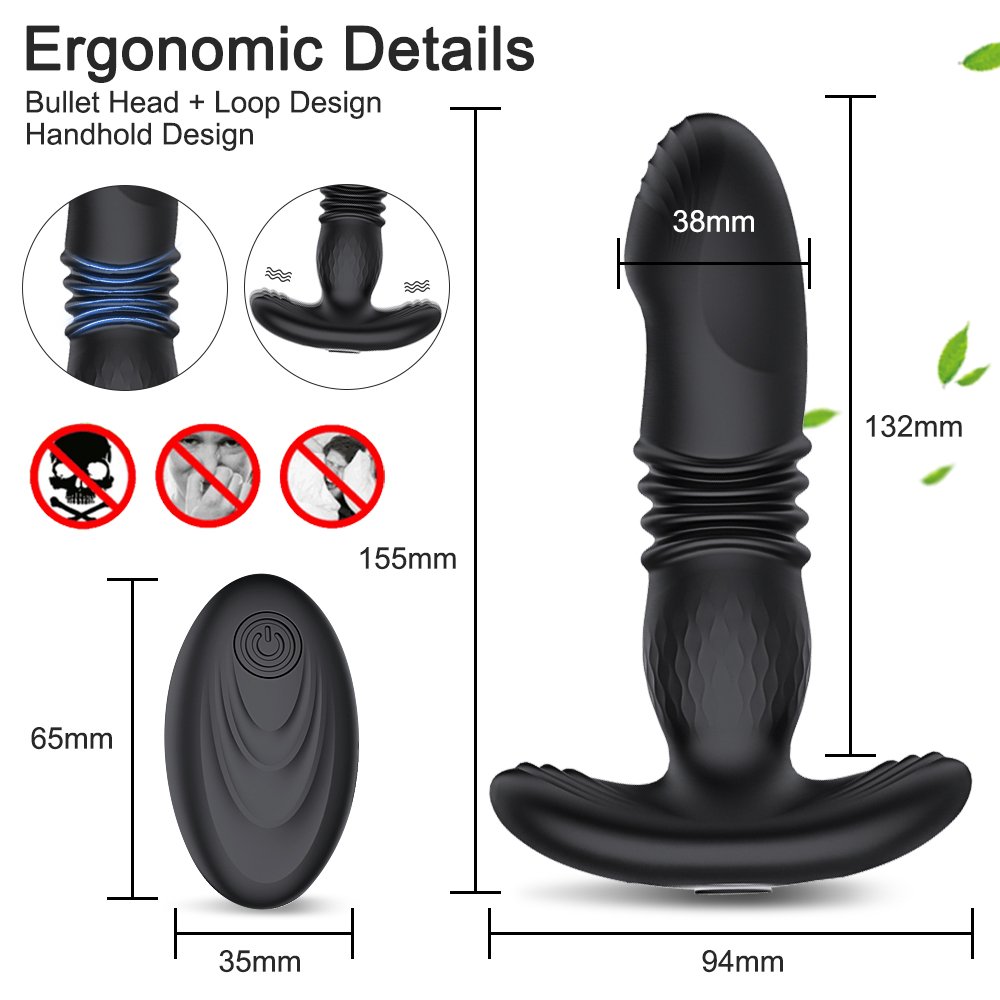 Hot Selling 2 in 1 Thrusting Dildo Vibrator Anal Sex Toys Male Prostate Massager Woman Butt Plug Vibrator with Remote Control