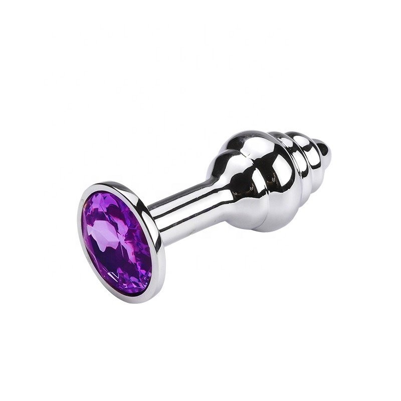 Metal Spiral Threaded Anal Plug Crystal Jewelry Anal Sex Toys Products Stainless Smooth Steel Butt Plug Tail Anus Trainer Dildo