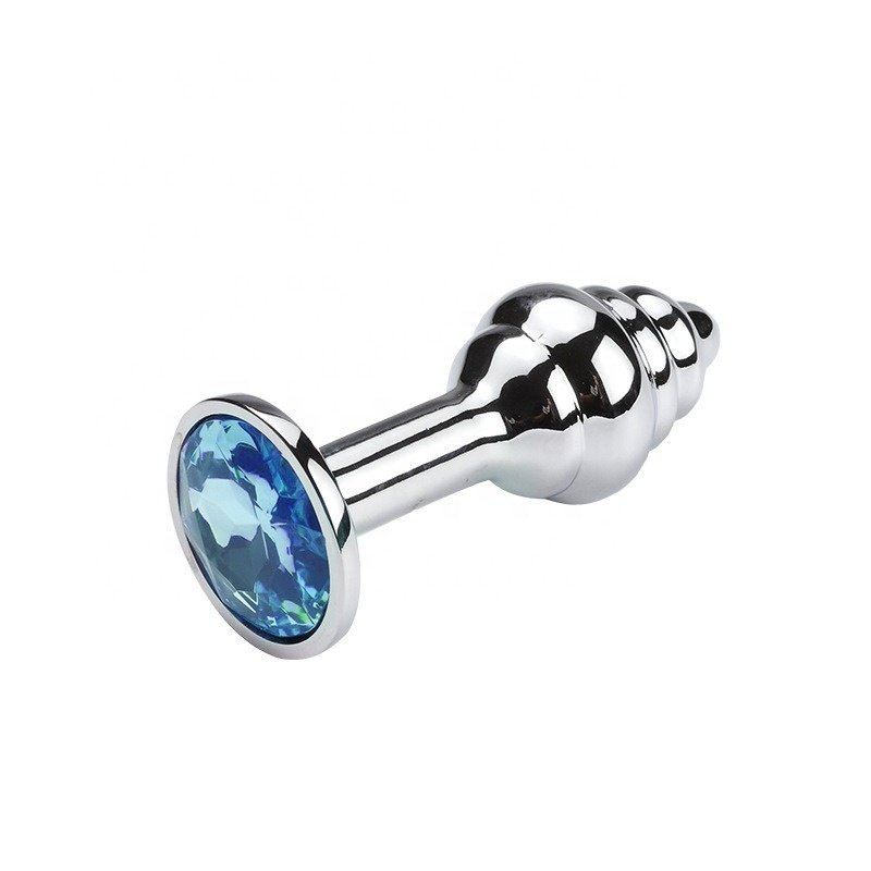 Metal Spiral Threaded Anal Plug Crystal Jewelry Anal Sex Toys Products Stainless Smooth Steel Butt Plug Tail Anus Trainer Dildo