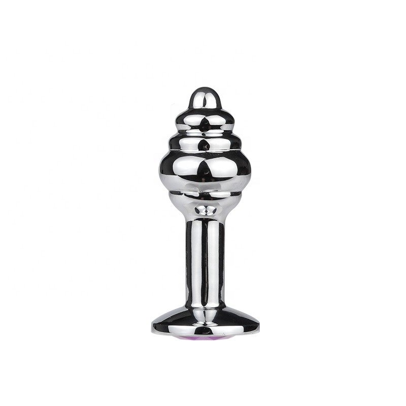 Metal Spiral Threaded Anal Plug Crystal Jewelry Anal Sex Toys Products Stainless Smooth Steel Butt Plug Tail Anus Trainer Dildo