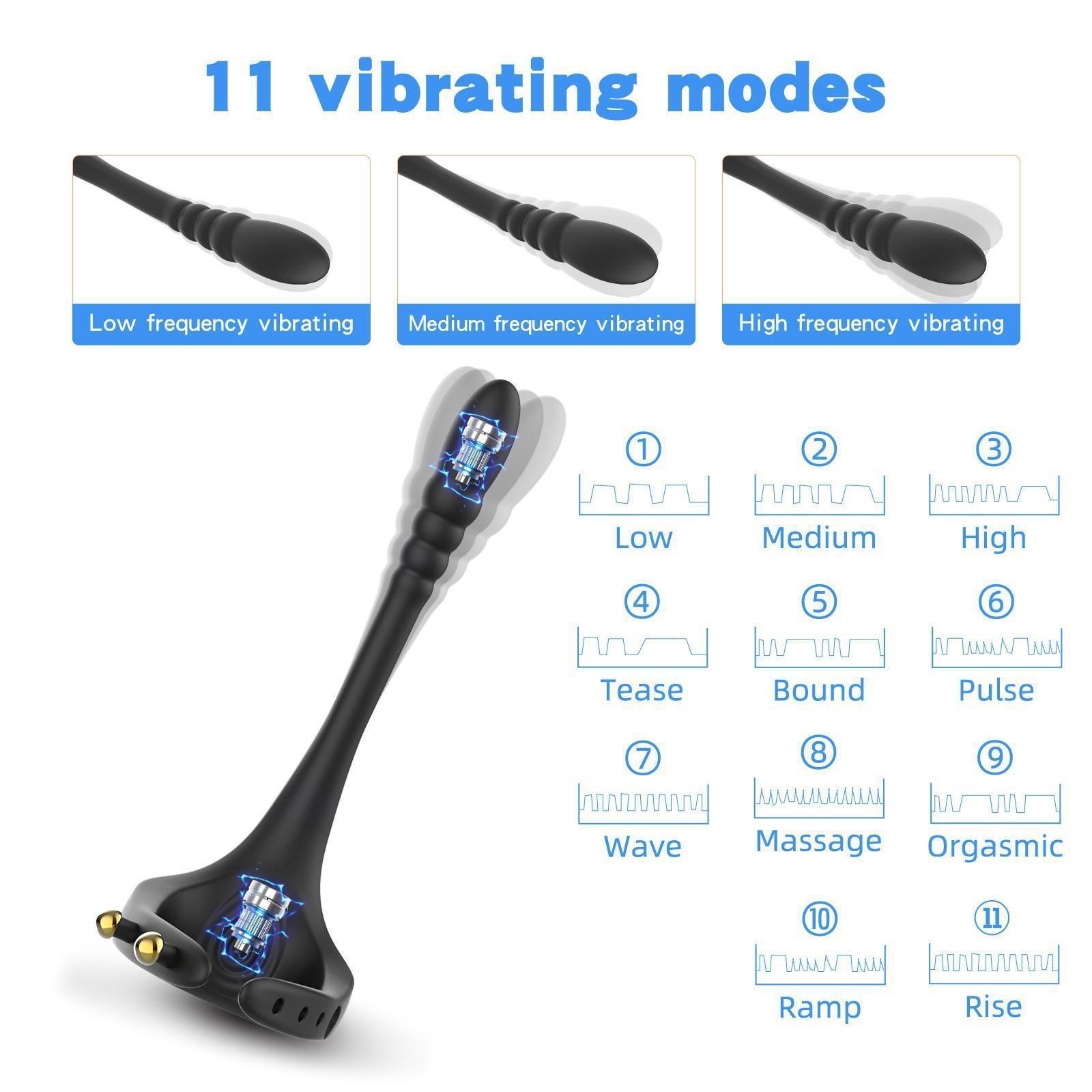 2024 New Design Remote Control Adjustable Size Anal Plug Vibrating Cock Ring Sex Toys For Men
