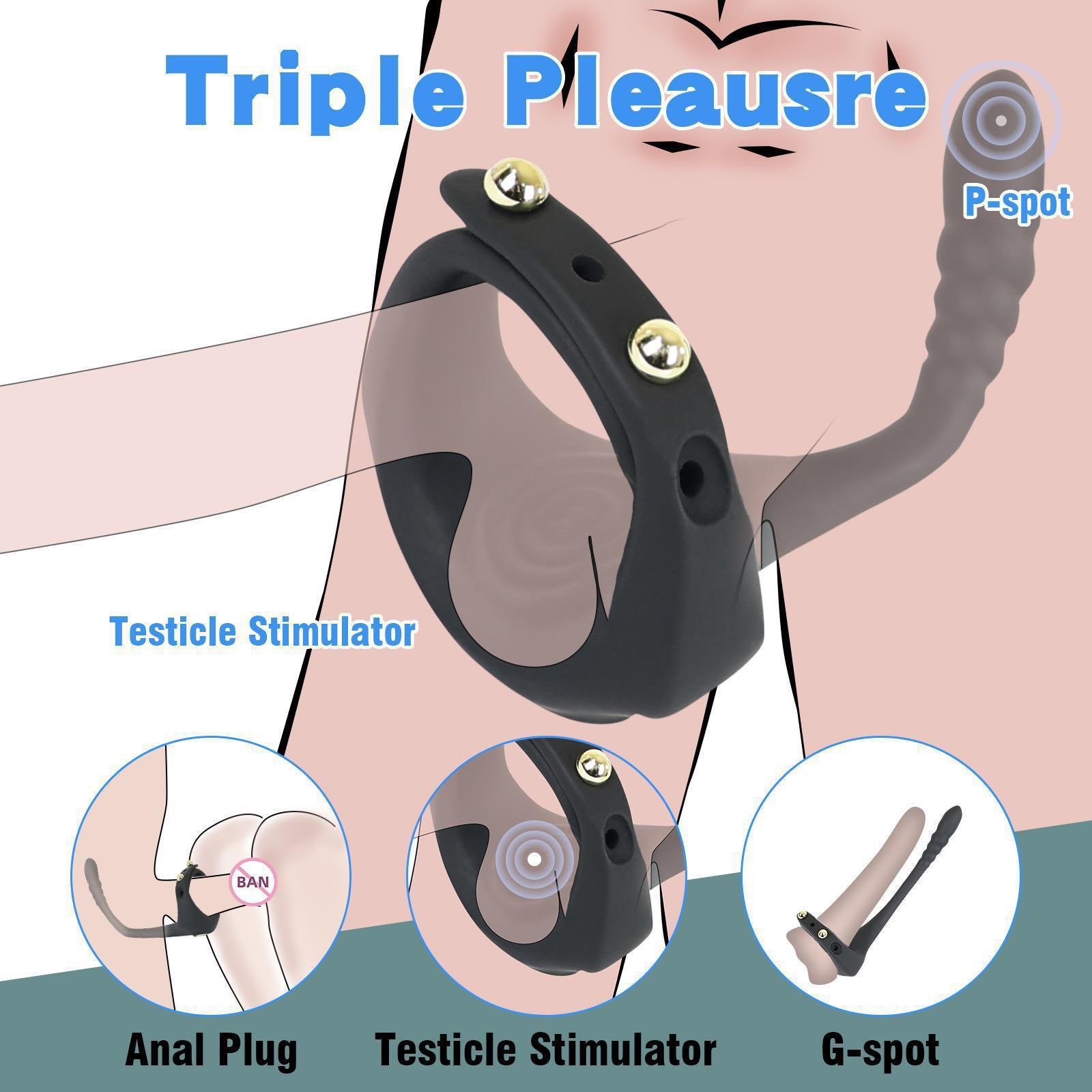 2024 New Design Remote Control Adjustable Size Anal Plug Vibrating Cock Ring Sex Toys For Men