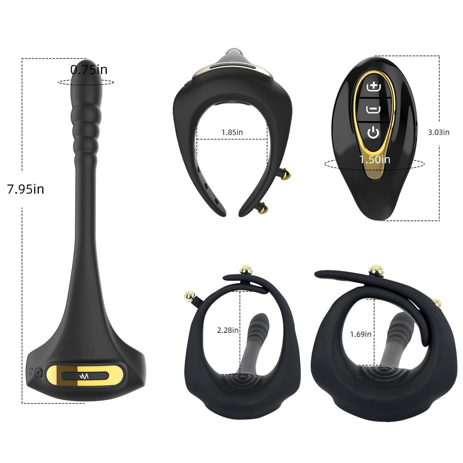 2024 New Design Remote Control Adjustable Size Anal Plug Vibrating Cock Ring Sex Toys For Men