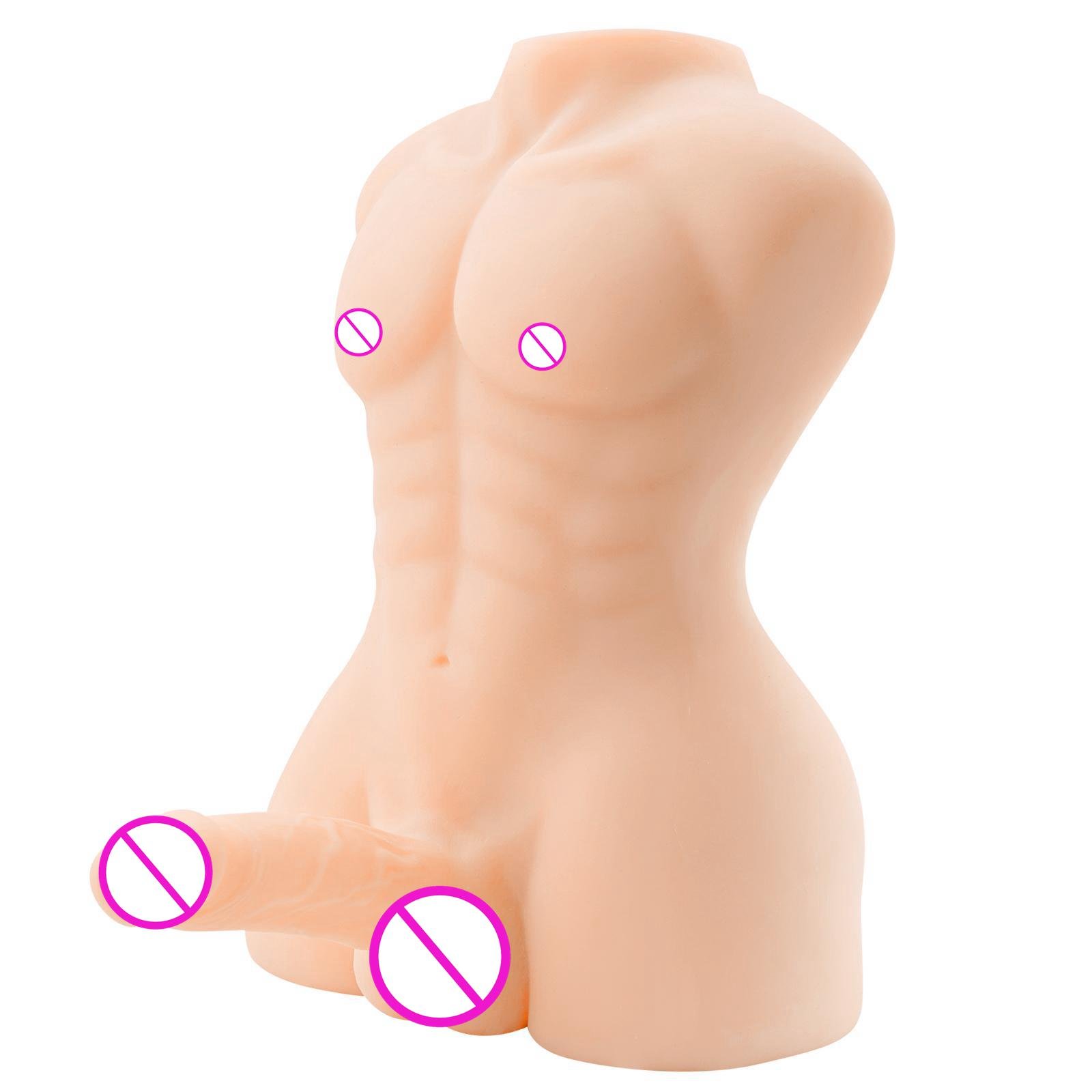 6.4Kg/14Lb Artificial Realistic Silicone Torso Transgender Sex Doll Huge Dildo Vagina G-spot Penis Sex Toy For Women Men Lesbian