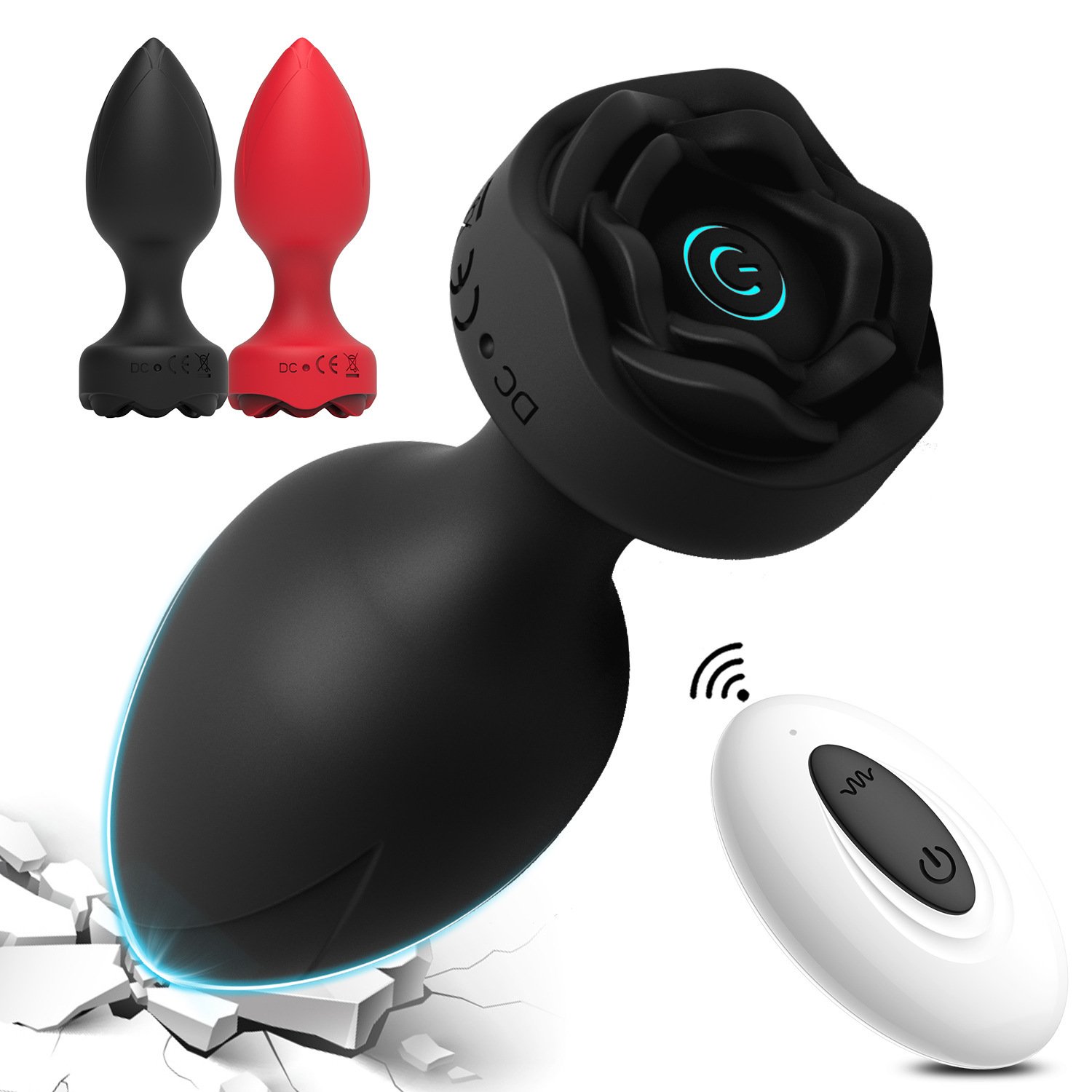 Hot Sales Rose Wireless Remote Control Anal Plug Masturbator Massager Anal Penis Vibrator Men's and women's Adult Sex Toys USB