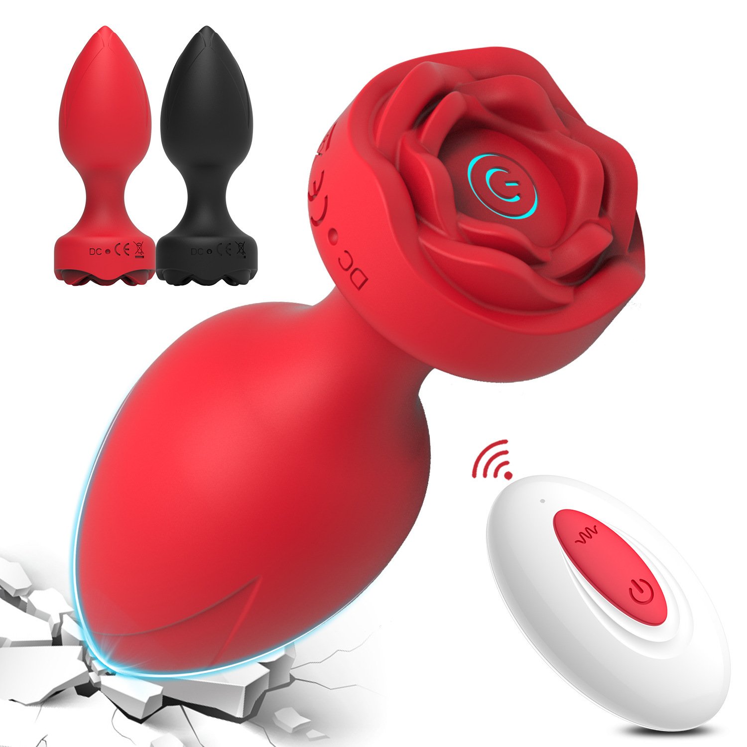 Hot Sales Rose Wireless Remote Control Anal Plug Masturbator Massager Anal Penis Vibrator Men's and women's Adult Sex Toys USB