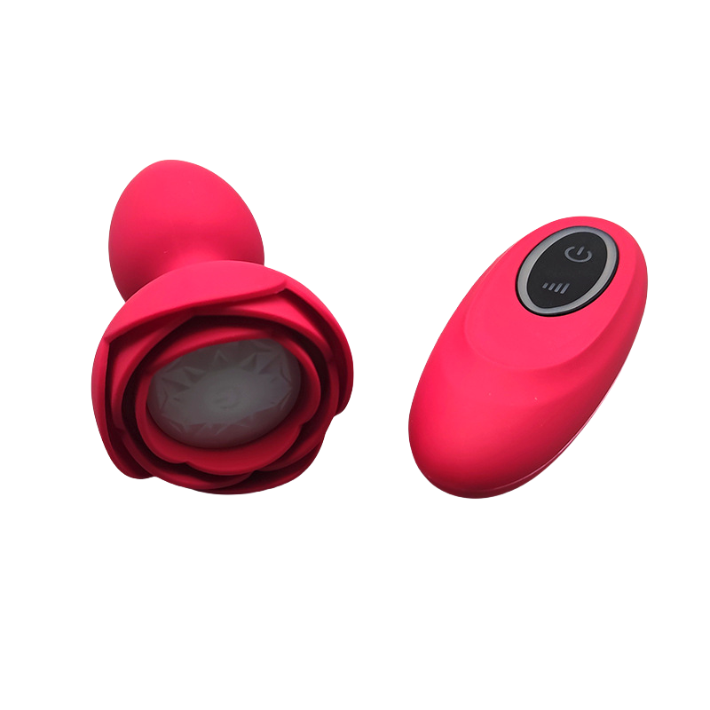 Flashing Light Anal Plug Vibrator 7 Vibrations Rose Anal Sex Toys Wearable Vibrating Butt Plug Rose Anal Toys
