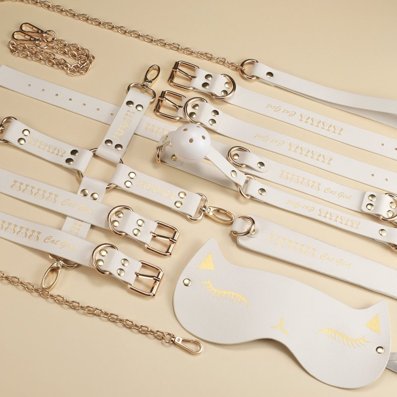 REDBURG Cat Girl Bondage Gear-8pcs PU Leather BDSM Kit Sex Toys for Women Handcuffs Collar Bondage Set Juguetes Sexuales SM