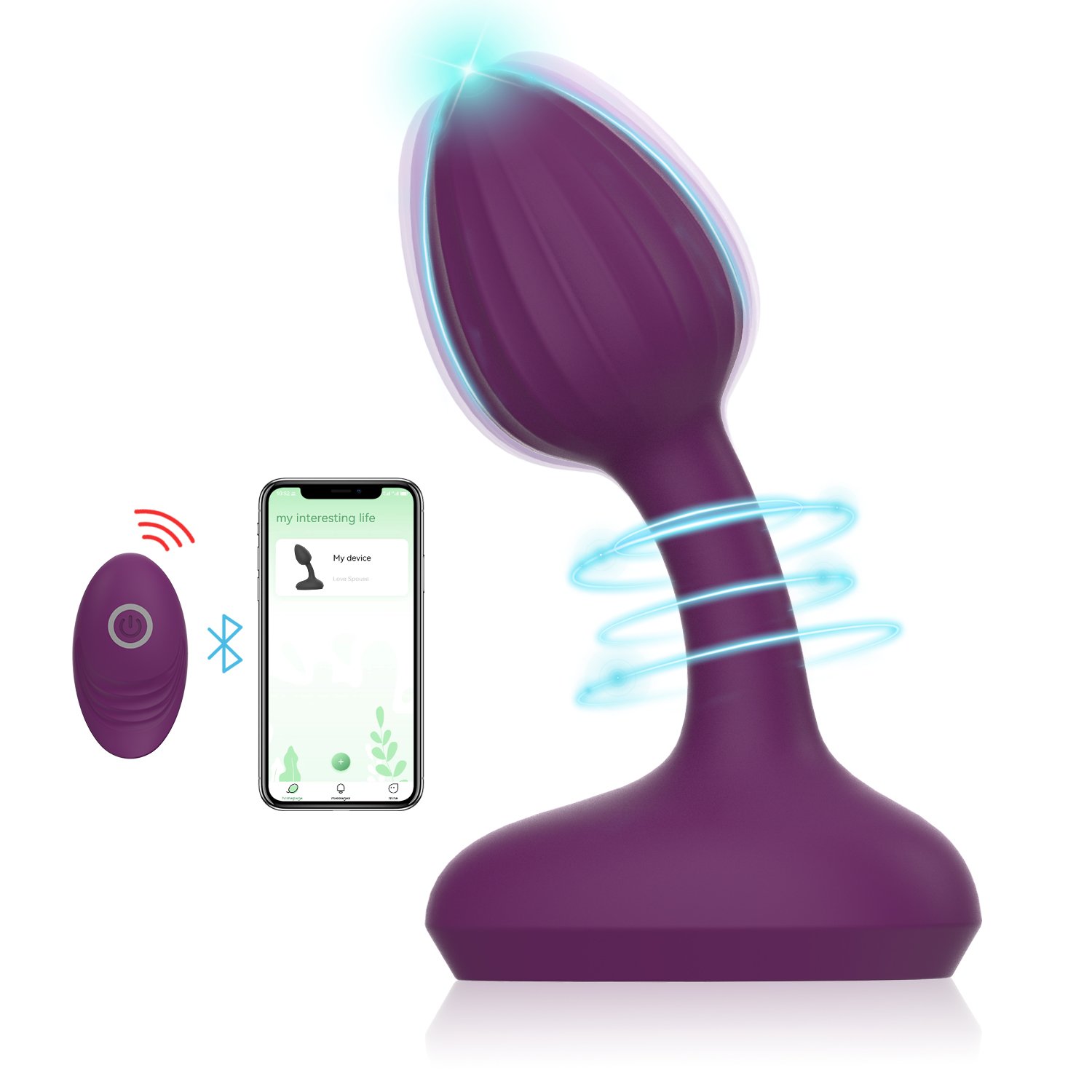Wireless Remote Control Flexible Butt Plug Anal Plug Strong Silicone Anal Toy for Couple Sex