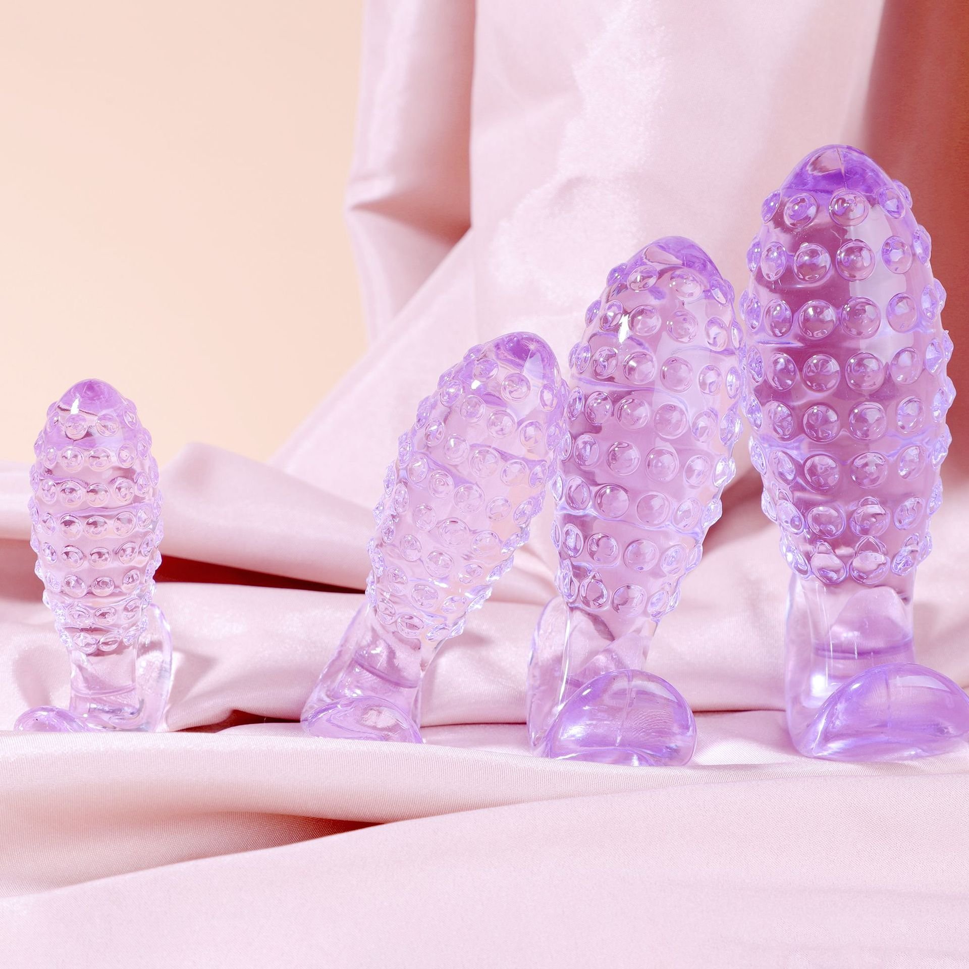 Cross-Border Mini Transparent Purple Wearable Grainy Anal Plug Set Men and Women Anal Massager Masturbator High Quality Sex Toys