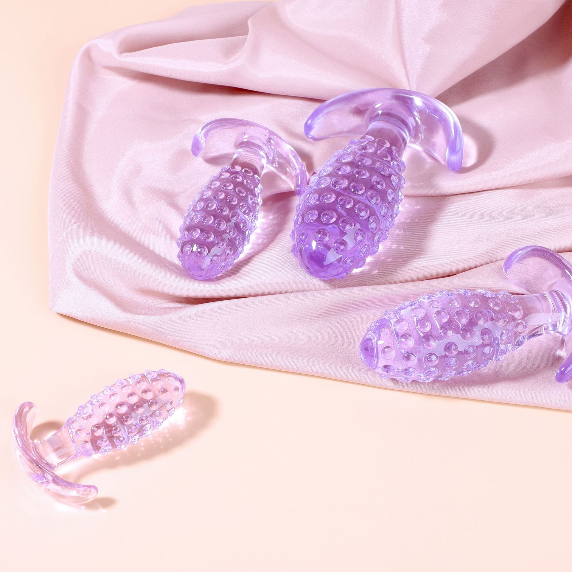 Cross-Border Mini Transparent Purple Wearable Grainy Anal Plug Set Men and Women Anal Massager Masturbator High Quality Sex Toys