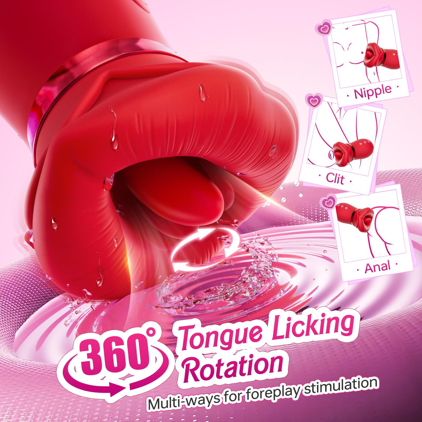 Sucking Rose Big Mouth Vibrator Anal Toys Clit Stimulator Nipple G Spot Tongue Licking Vibrator Adult Female Sex Toys for Women