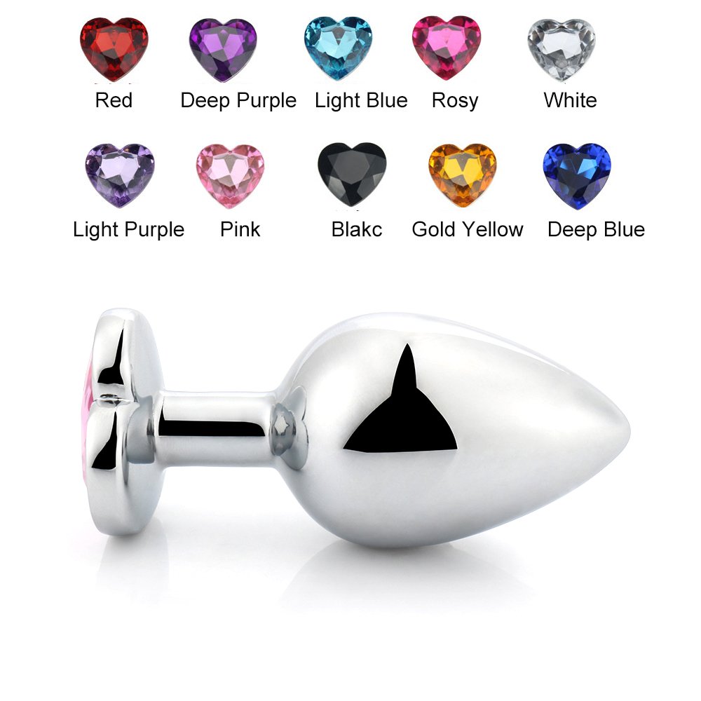 Jewel Color Aluminum Alloy Anal Plug Heart Base Sex Toys for Women and Men Adult Butt Plug by Type