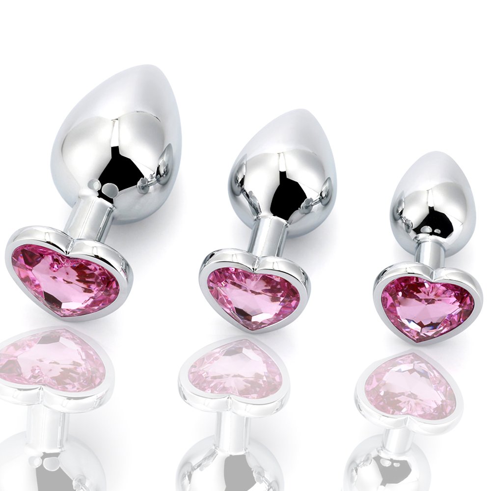 Jewel Color Aluminum Alloy Anal Plug Heart Base Sex Toys for Women and Men Adult Butt Plug by Type