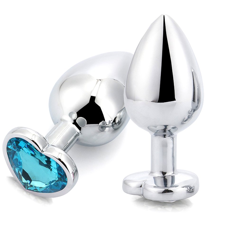 Jewel Color Aluminum Alloy Anal Plug Heart Base Sex Toys for Women and Men Adult Butt Plug by Type