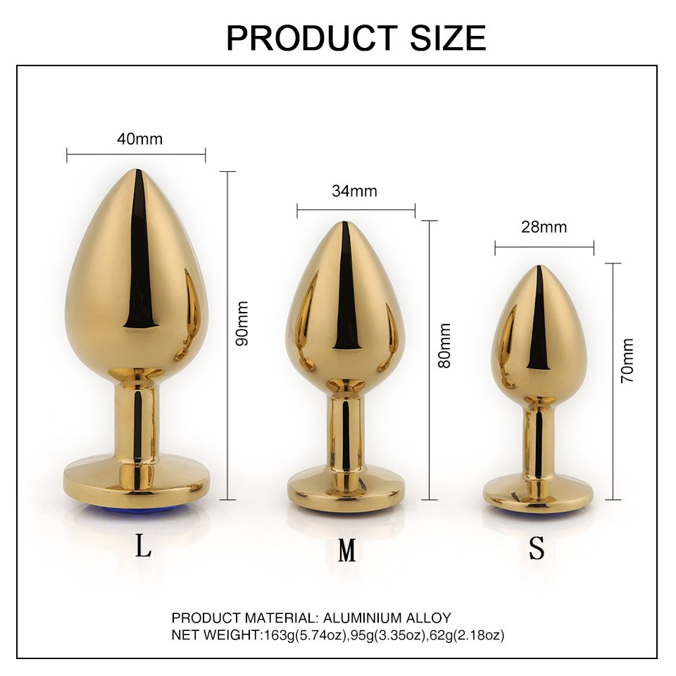 Gold-Color Heart-Shaped Anal Plug Sex Toy for Women Transparent Jewel Base Made of Metal Jewel Anal Plug Juguetes Sexuales Anal