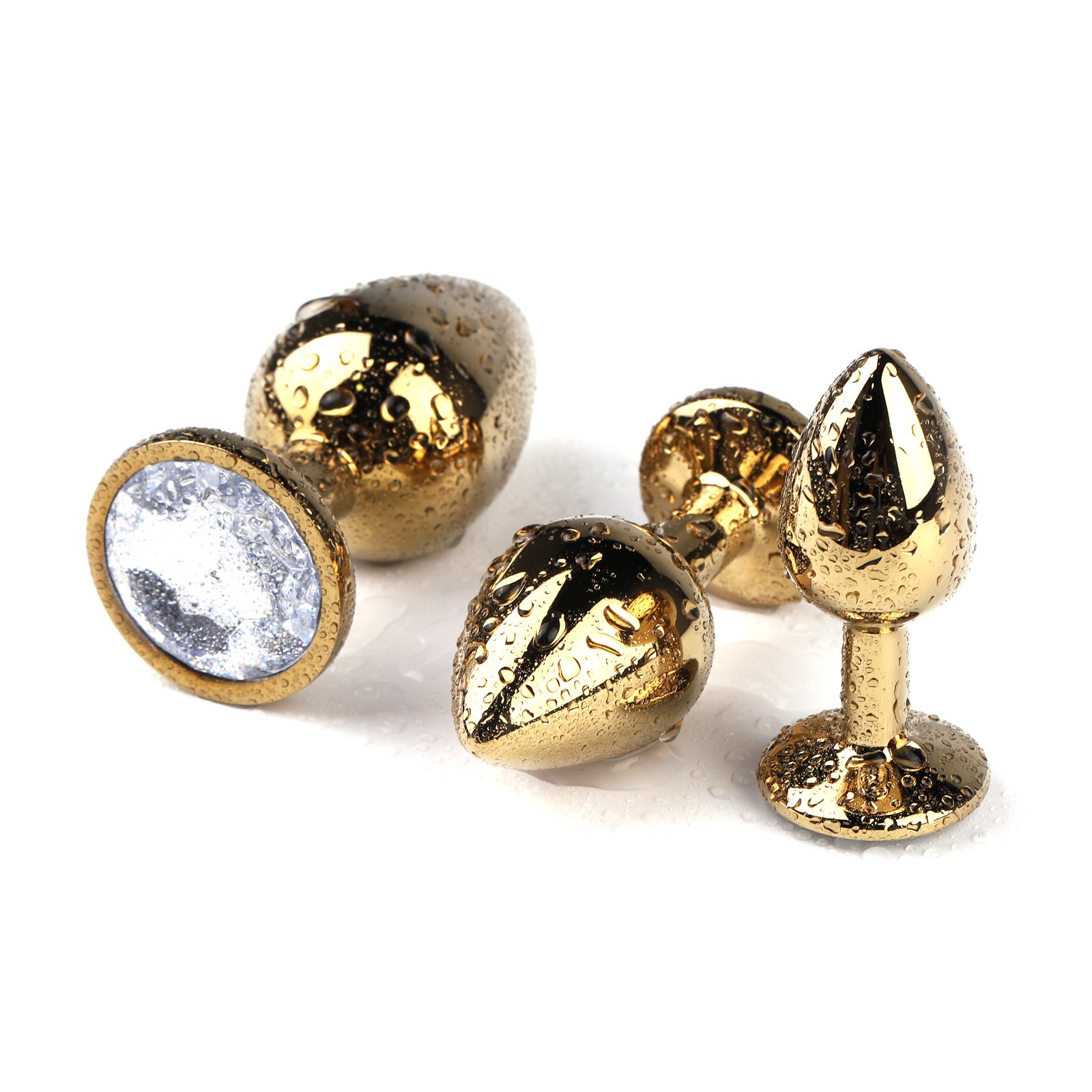 Gold-Color Heart-Shaped Anal Plug Sex Toy for Women Transparent Jewel Base Made of Metal Jewel Anal Plug Juguetes Sexuales Anal