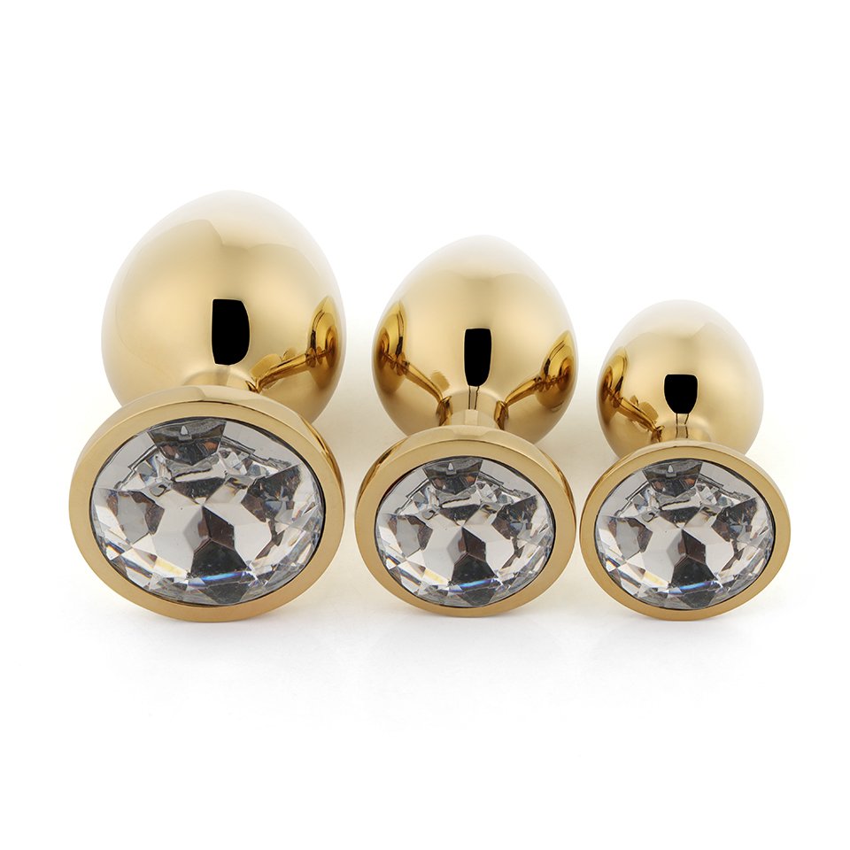 Gold-Color Heart-Shaped Anal Plug Sex Toy for Women Transparent Jewel Base Made of Metal Jewel Anal Plug Juguetes Sexuales Anal