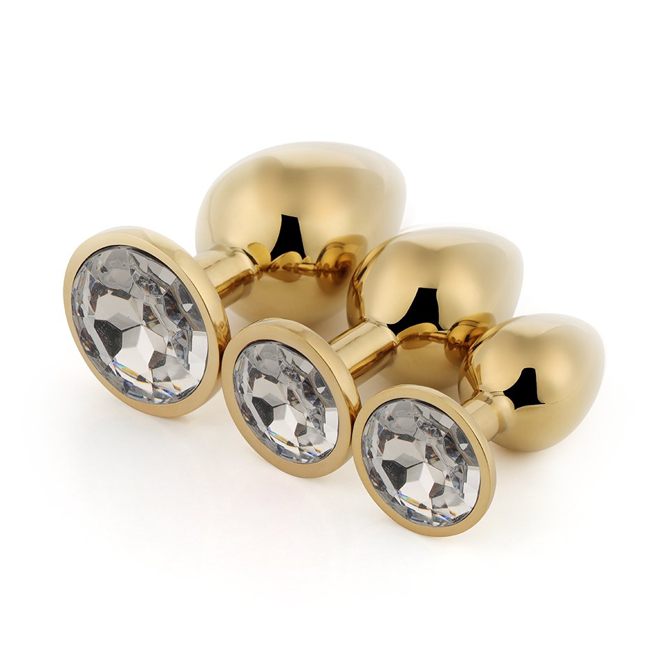 Gold-Color Heart-Shaped Anal Plug Sex Toy for Women Transparent Jewel Base Made of Metal Jewel Anal Plug Juguetes Sexuales Anal