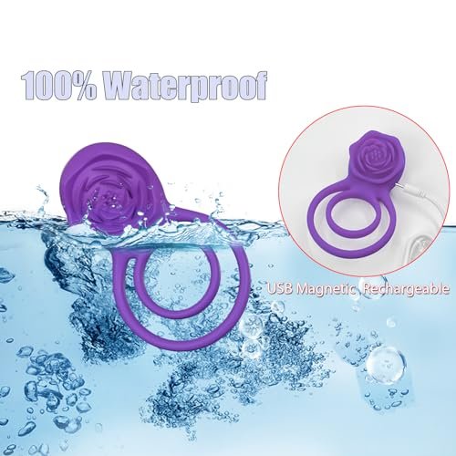 Cock Ring with Rose Clitoral Stimulator Pleasure Penis Ring Vibrator Couples Adult Sex Toys Women Male Couple Sex Toy Clitoris