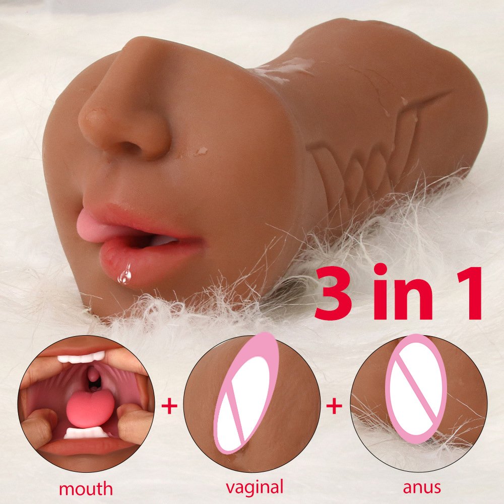 3 in 1 pocket pussy masturbator cup Adult product anus mouth realistic Rubber Vagina sex toy for male masturbation