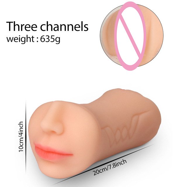 3 in 1 pocket pussy masturbator cup Adult product anus mouth realistic Rubber Vagina sex toy for male masturbation