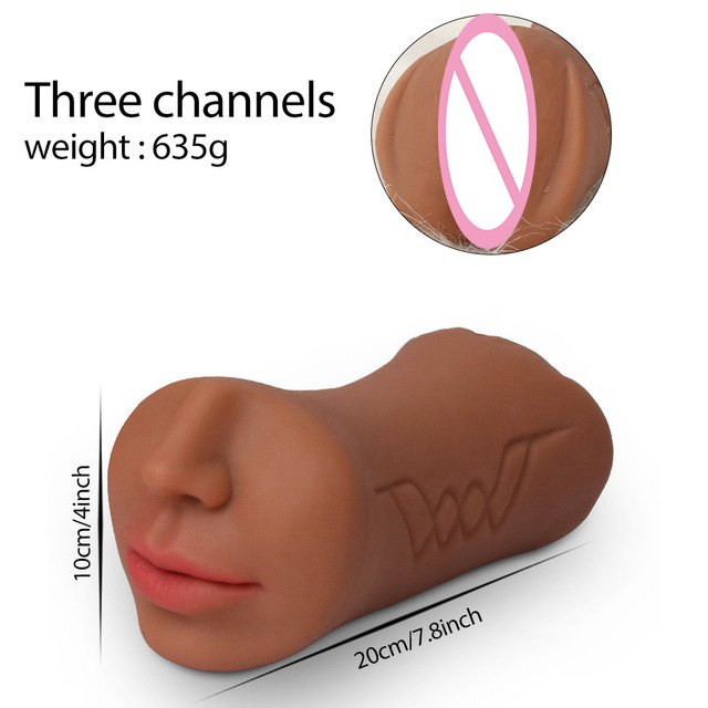 3 in 1 pocket pussy masturbator cup Adult product anus mouth realistic Rubber Vagina sex toy for male masturbation