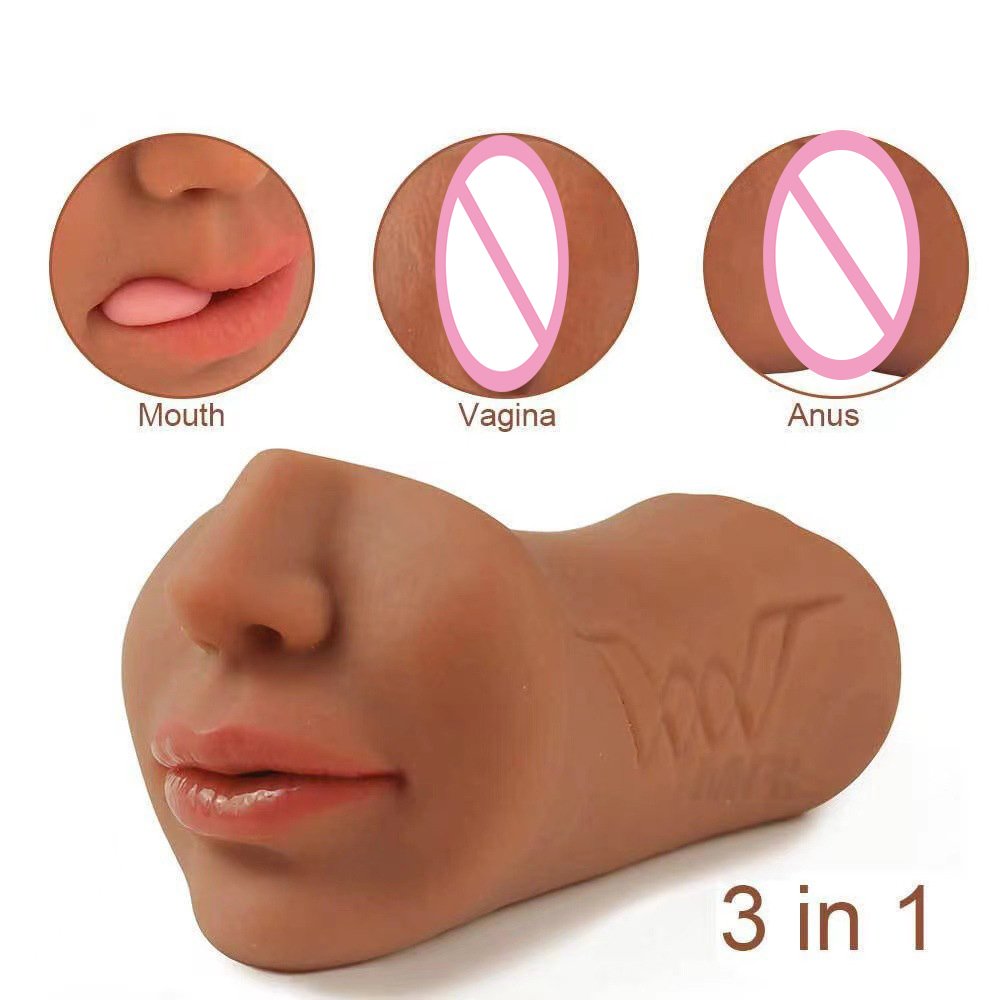 3 in 1 pocket pussy masturbator cup Adult product anus mouth realistic Rubber Vagina sex toy for male masturbation