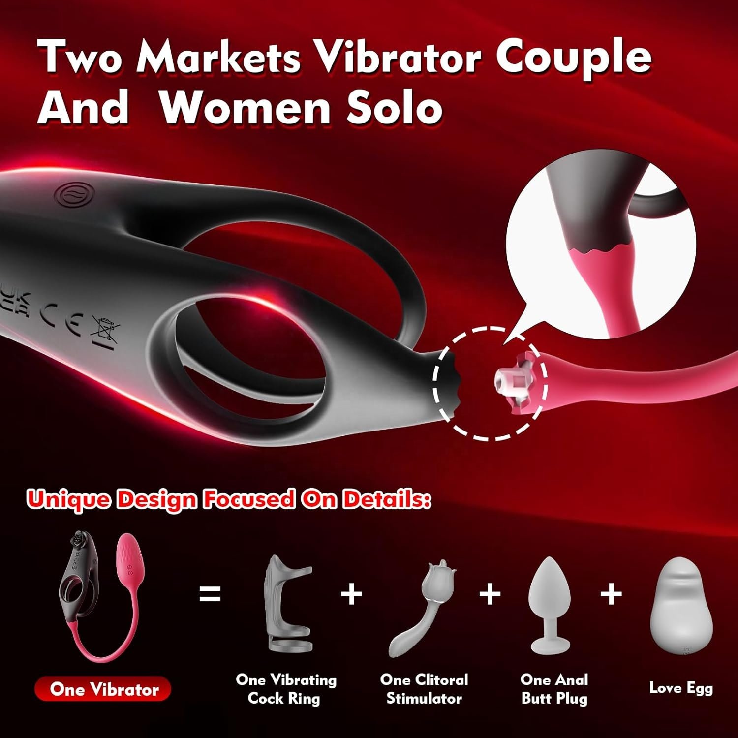 ZWFUN 2IN1 Rose Vibrating Cock Penis Ring Remote Control Anal Vibrator Women Clitoral Stimulation Sex Toy for Couple