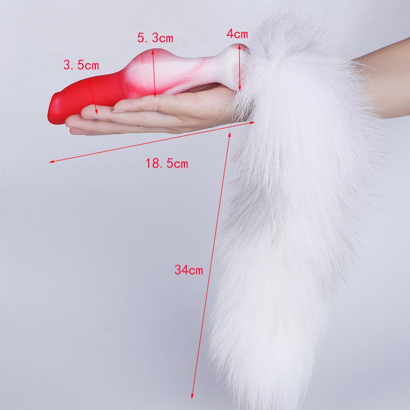 2024 Silicone Big Knot Anal Plug Removable Fox Tail Animal Fantasy Dildo Black Colorful Canine Cosplay Sex Toys For Women