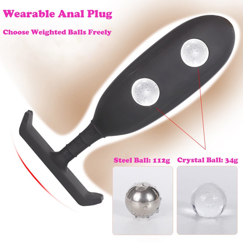 Silicone Steel Beads Weighted Anal Plug For Men and Women Anus Expand Training Dilator Metal Crystal Butt Plug Sex Toys