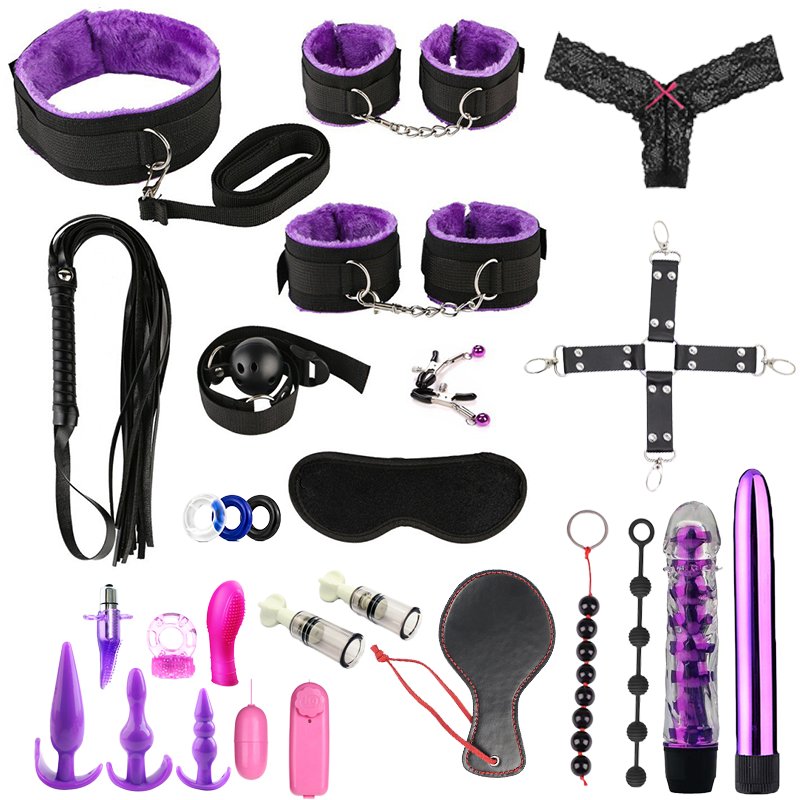 Adults Woman Toys Nipple Clip Spanking Paddle Whip Neck Collar Mouth Gag Anal Plug Bdsm Mask Handcuffed Slave Bondage Sex Toy