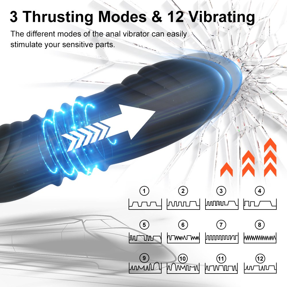 Thrusting Vibrating Cock Ring Anal Plug Anal Sex Toys Waterproof Remote Control Prostate Massager Anal Vibrator Sex Toys for Men