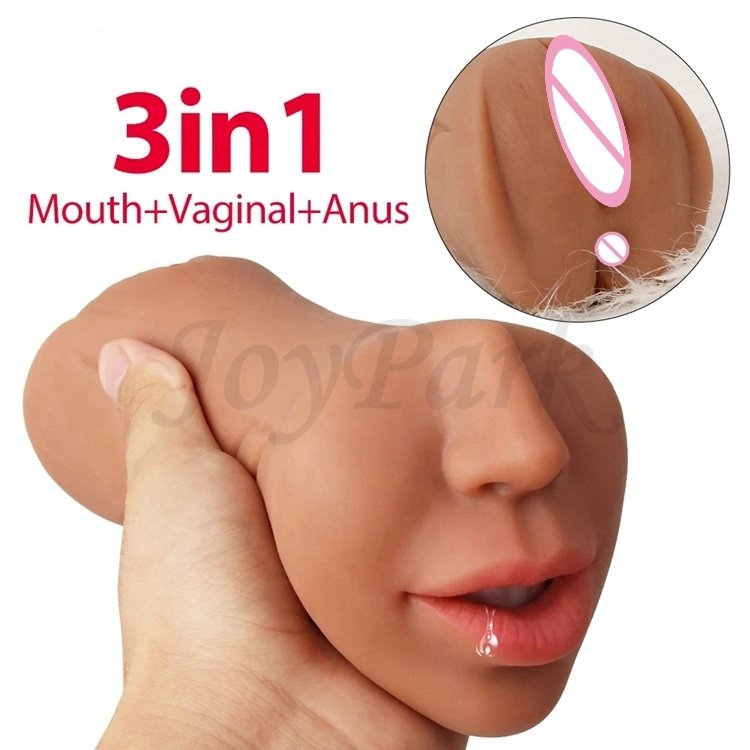 Joypark Sex Adults Realistic Oral Clit Vagina For Men Tight Pussy Male Portable Masturbator Cup Deep Throat Tongue Toys