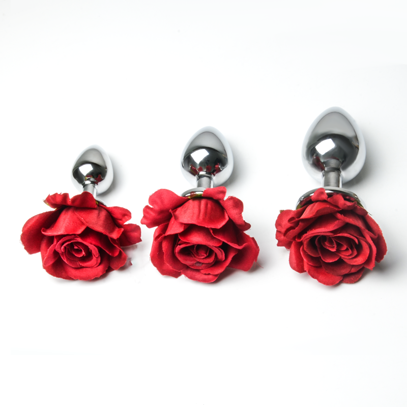 Three Models of Male and Female Universal Metal Roses Anal Dildos for Couples and SM