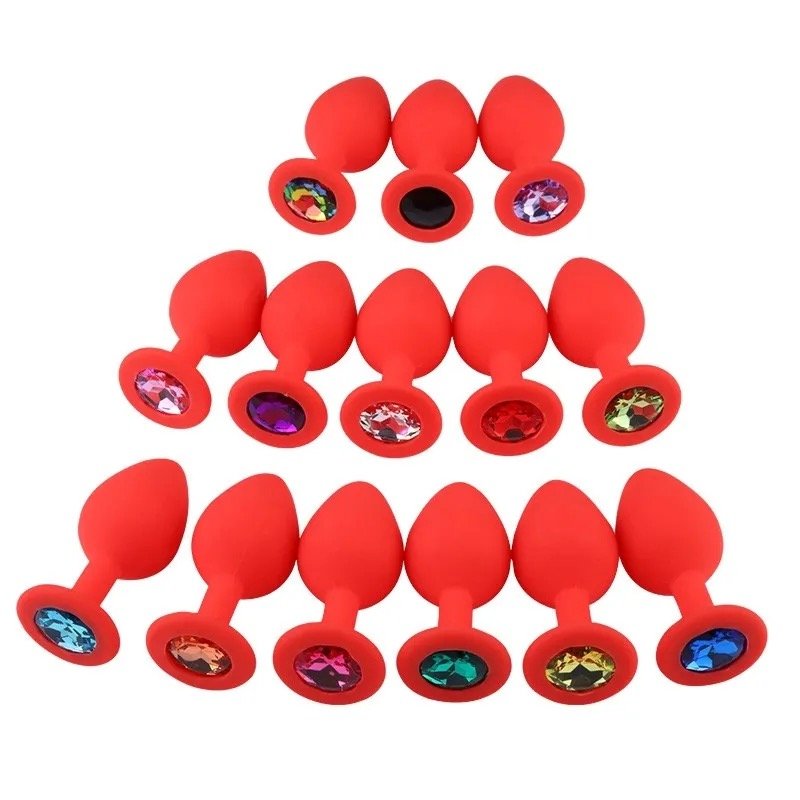 Silicone Anal Plug with Crystal Jewelry Smooth Touch female Butt Plug Anal Bead Anus Dilator Anal Toys for Male Men Women