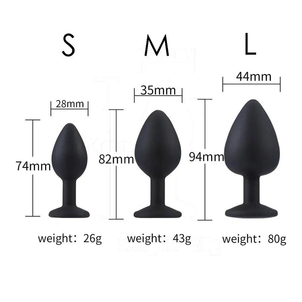 Silicone Anal Plug with Crystal Jewelry Smooth Touch female Butt Plug Anal Bead Anus Dilator Anal Toys for Male Men Women