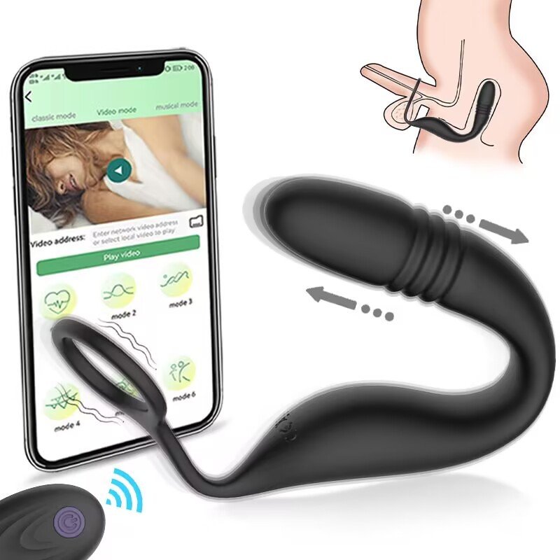 Thrusting Remote Control Butt Plug Anal Sex Toy With Vibrating and Thrusting Modes Prostate Massager For Male and Female
