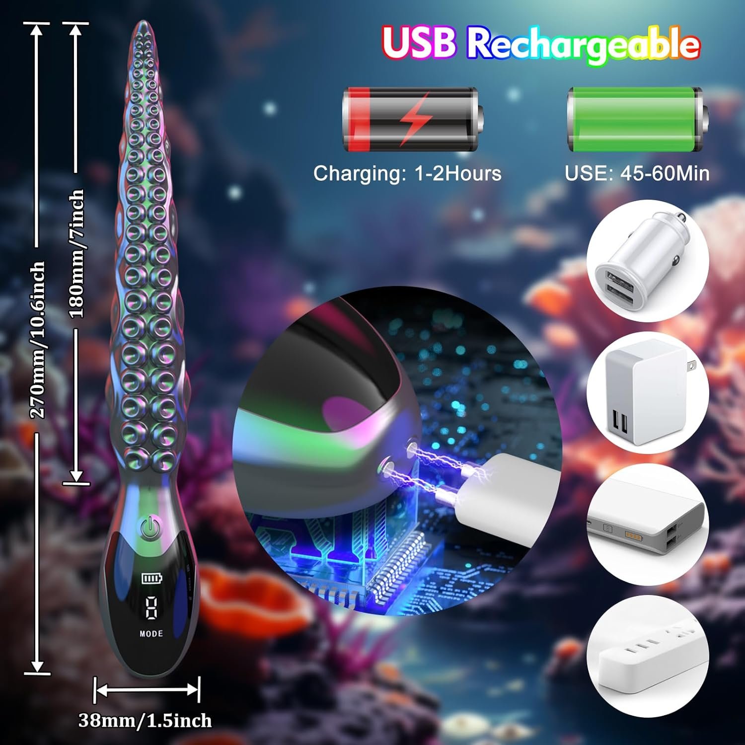 10.7" Vibrating Realistic Monster G-Spot Dildo LED Display Octopus Tentacle Clitoral Vibrator Anal Vagina Stimulation