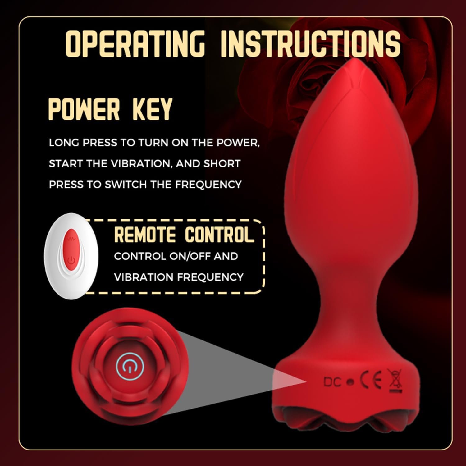 Rose Toy Anal Vibrators Dildo Butt Plug Vibrator Sex Toys For Men Women Remote Control G-Spot Anal Vibrators Prostate Massager