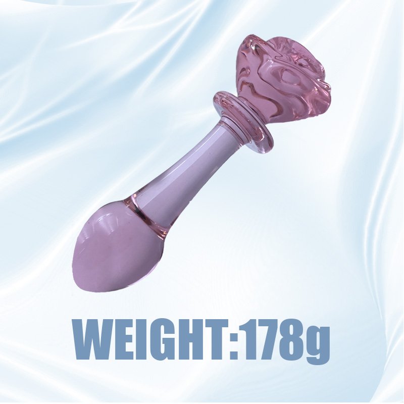Wholesale Glass Crystal Transparent Pink Rose Anal Plug Adult Gay Butt Plug Dildo Wand Vaginal Sex Toys For Women Men Couple