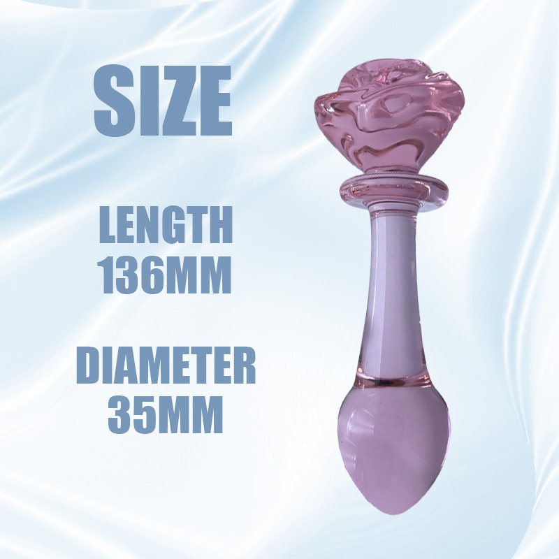 Wholesale Glass Crystal Transparent Pink Rose Anal Plug Adult Gay Butt Plug Dildo Wand Vaginal Sex Toys For Women Men Couple