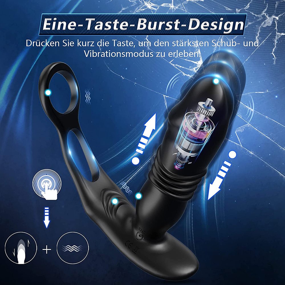 Thrusting Anal Vibrator Prostate Massager with Cock Ring Remote Control Anal Sex Toy Butt Plug G Spot Vibrator Adult Toy for Men