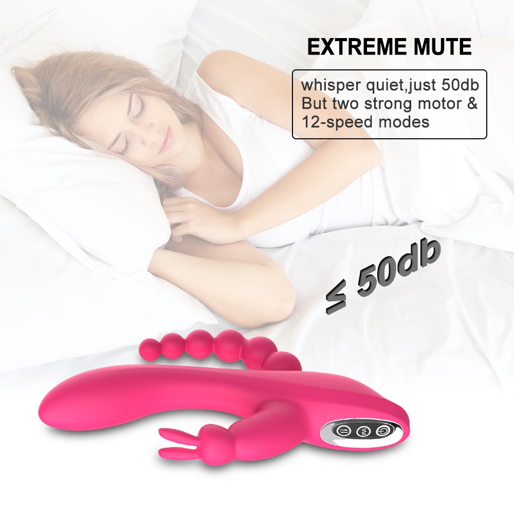 12 Function Rabbit Vibrator G-spot and P-spot Anal Vibrator Triple Curve Rechargeable Dildo Vibrator for Women Clit Stimulator%