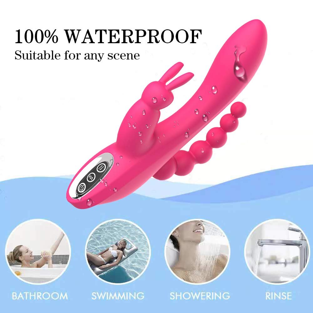 12 Function Rabbit Vibrator G-spot and P-spot Anal Vibrator Triple Curve Rechargeable Dildo Vibrator for Women Clit Stimulator%