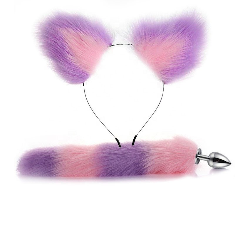 Cute Ears Headbands with Fox Rabbit Tail Metal Butt Anal Plug Erotic Cosplay Adult Sex Toys for Couples