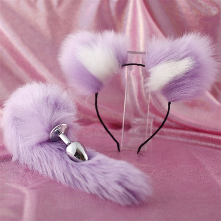Cute Ears Headbands with Fox Rabbit Tail Metal Butt Anal Plug Erotic Cosplay Adult Sex Toys for Couples