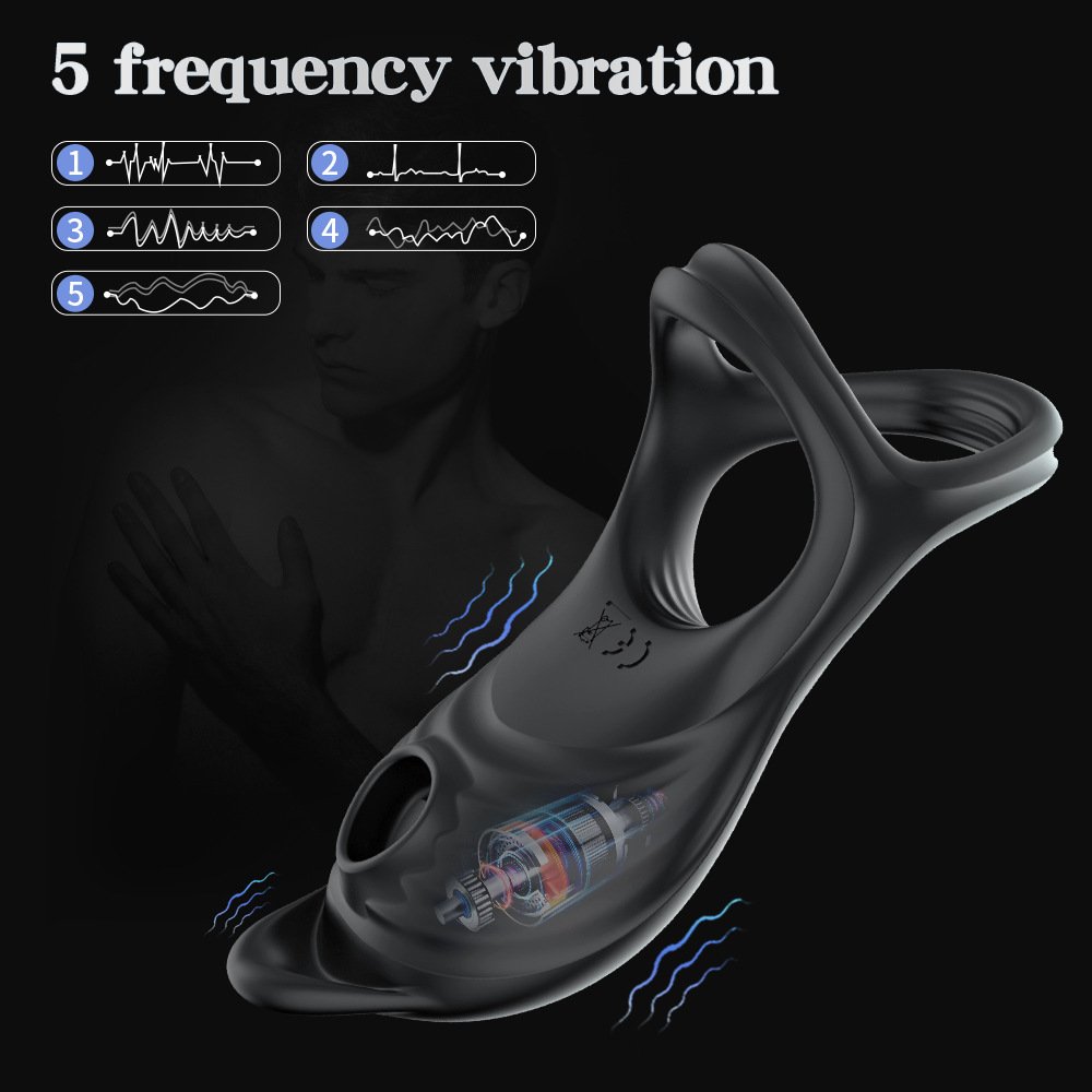 Magnetic Suction Charging 5 Frequency Sucking Lock Ring Wireless Remote Control Vibrating Ring Masturbator For Male